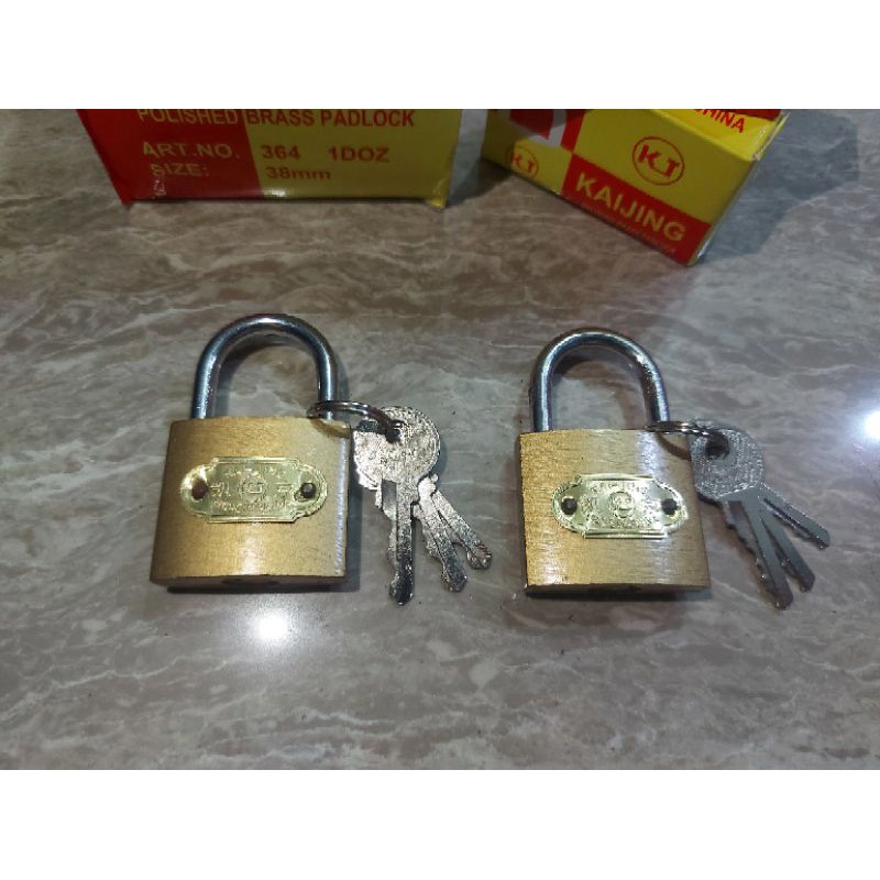 Gembok Kuning KAIJING 38 mm/ Gembok untuk Pintu Rumah / Kendaraan Box / Kunci Rantai Sepeda 38 mm
