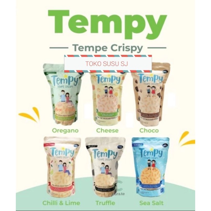 TEMPY KERIPIK TEMPE CRISPY SNACK CHOCO 70 G/ CHEESE/ Sea salt/Truffle