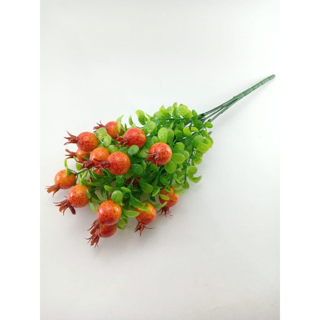 COD BUNGA BUAH BUNGA TANGKAI PLASTIK BUNGA ARTIFISIAL BUNGA PAJANGAN IMITASI BUNGA HIASAN BT9040-DELIMA