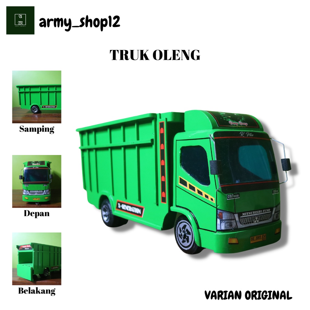 Truk Oleng Miniatur Kayu Murah Jumbo Mobil Mobilan Anak Laki Laki