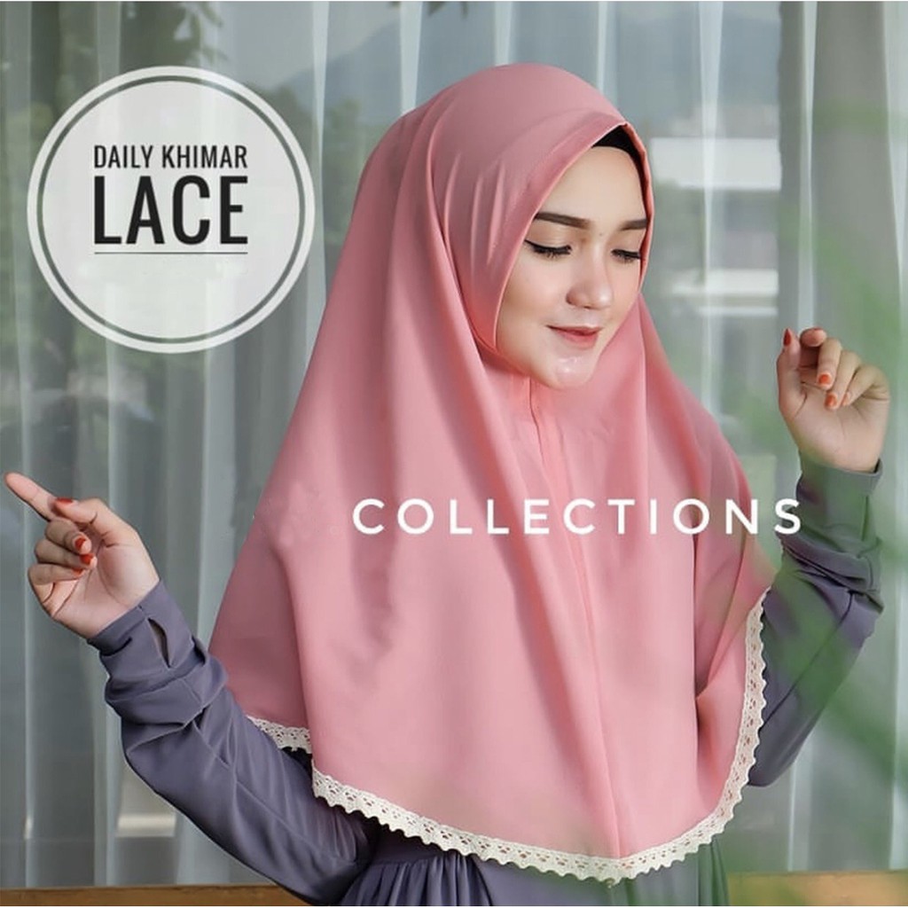 Khimar Lace Instan Bahan wolfis premium jilbab kerudung hijab Non Pet antem