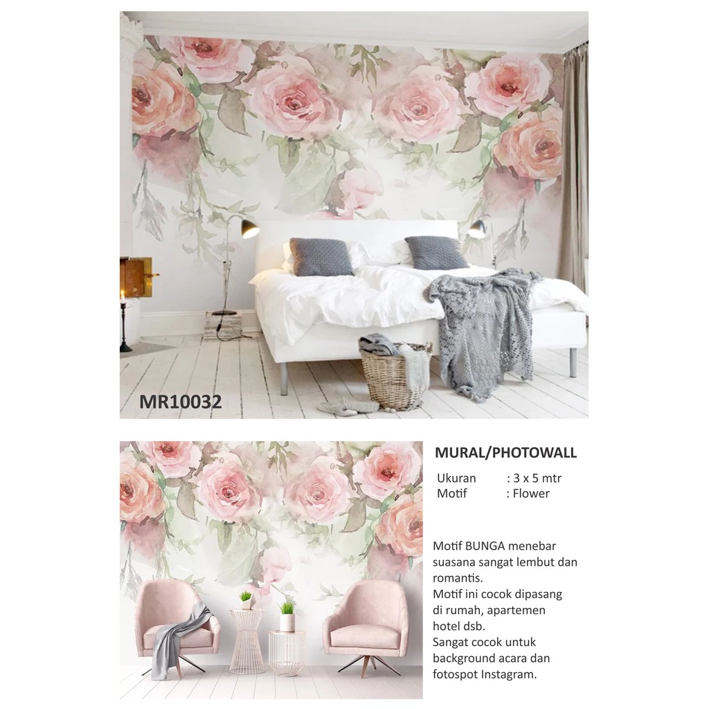 Mural / Photowall Motif Kembang / Wallpaper Motif Bunga / Photowall Flower