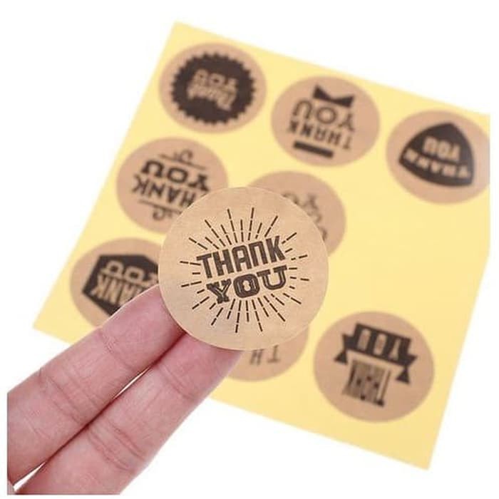 Paper Tags Sticker THANK YOU - Round Kraft 9 Design (1sheet/9pcs)