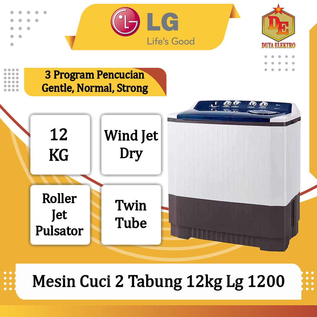 Mesin Cuci 2 Tabung 12kg Lg 1200