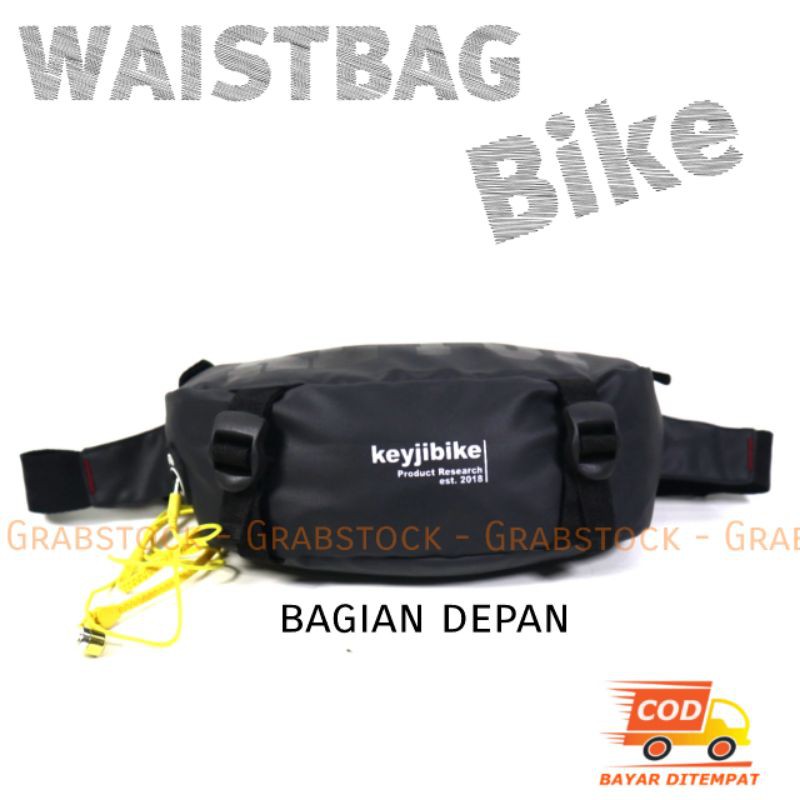 Waistbag Bike Anti Air Tas Pinggang Sepeda Bisa Selempang Ada Lobang Handsfree di Grabstock