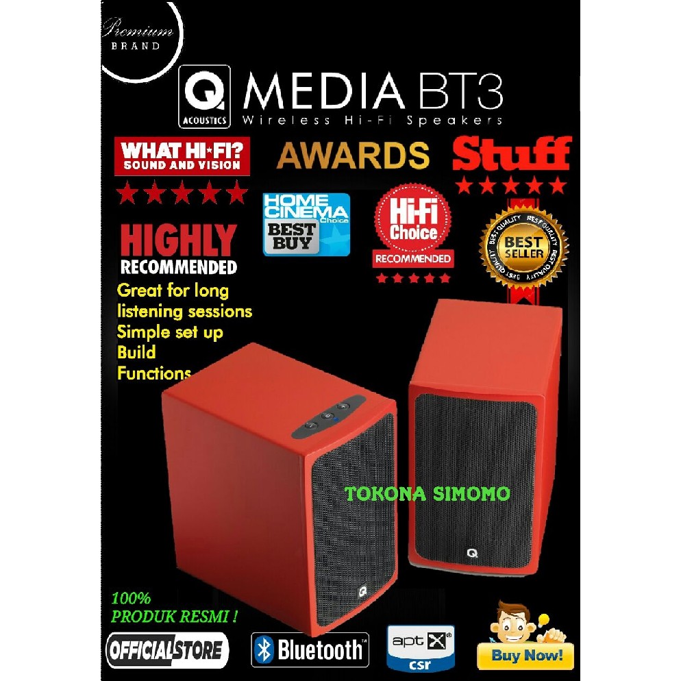 PROMO Q Acoustics BT3 / BT 3 Wireless Active Bookshelf Speakers Original MURAH