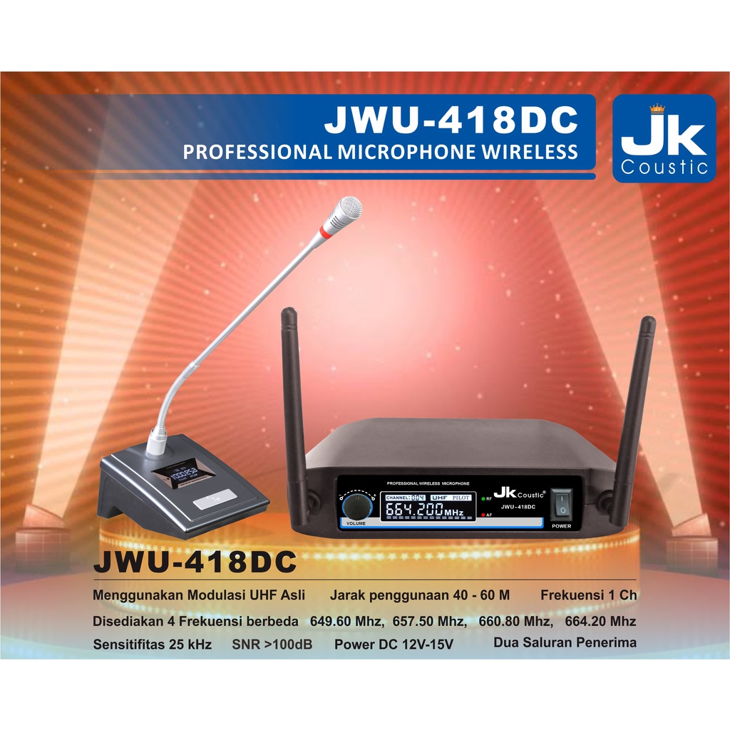 Mic Meja JWU 418DC JK Coustic Mic Meja Wireless