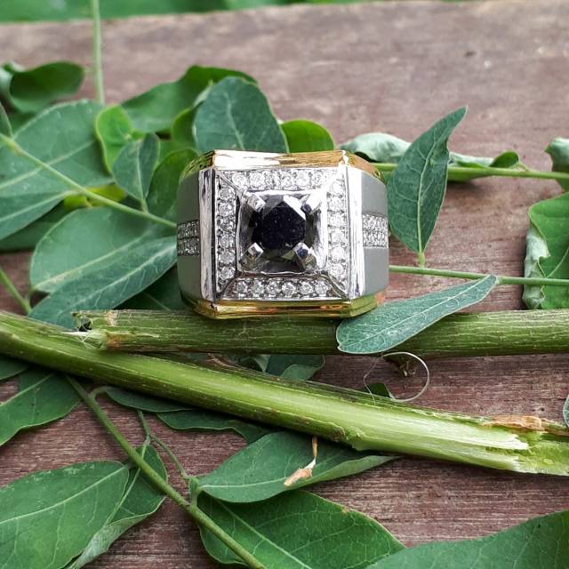 CINCIN PERAK BERLIAN HITAM DAN BERLIAN PUTIH
