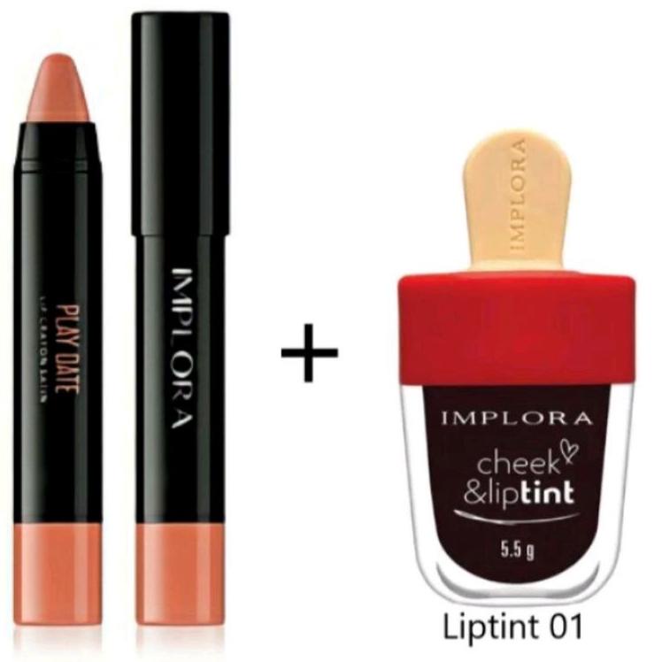 1 Set Ombre lips Implora lip crayon satin Play Date + Liptint 01 vampire blood