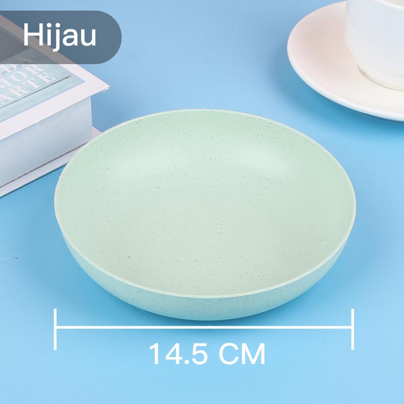 ❤ READY STOCK❤Piring Makan Saji |14.5、 20 、23 dan 25 cm Round Plate Piring Saji | Ramah Lingkungan | Biodegradable-14.5cm-Hijau