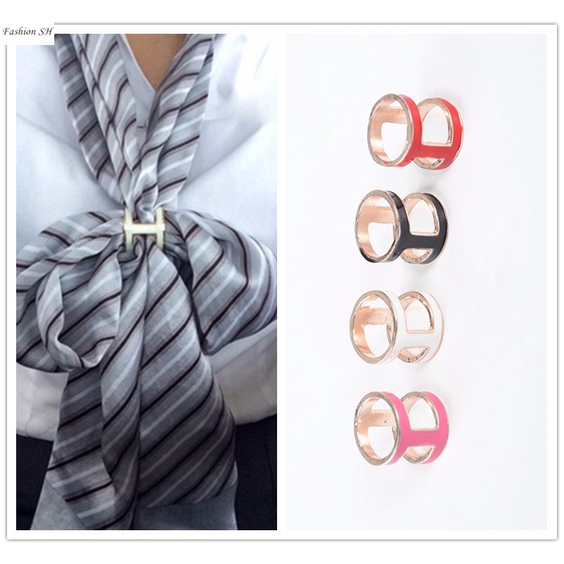 Bros Klip Ring Hollow Holder Scarf / Syal / Sifon Silk Wanita M40010