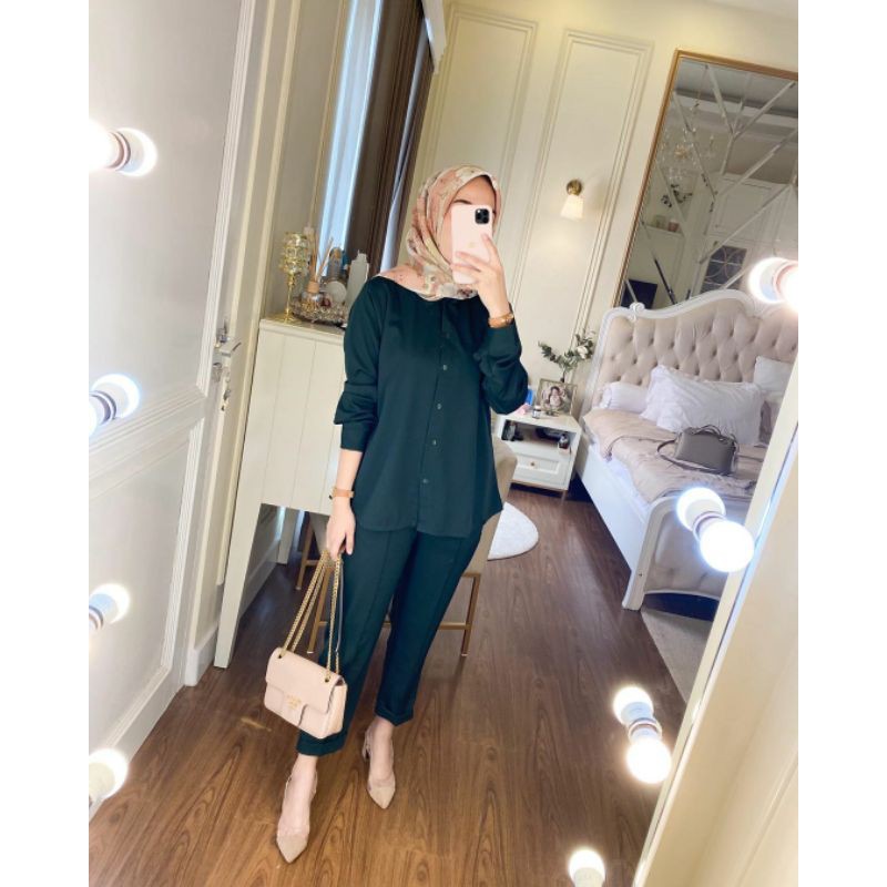 One sett salsabila By Aqila_fashion terlaris-Hijau Botol