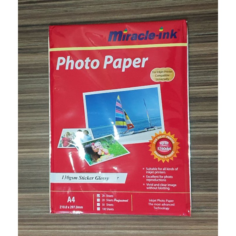 Kertas Foto 130gr A4 Stiker Glossy Photo Paper