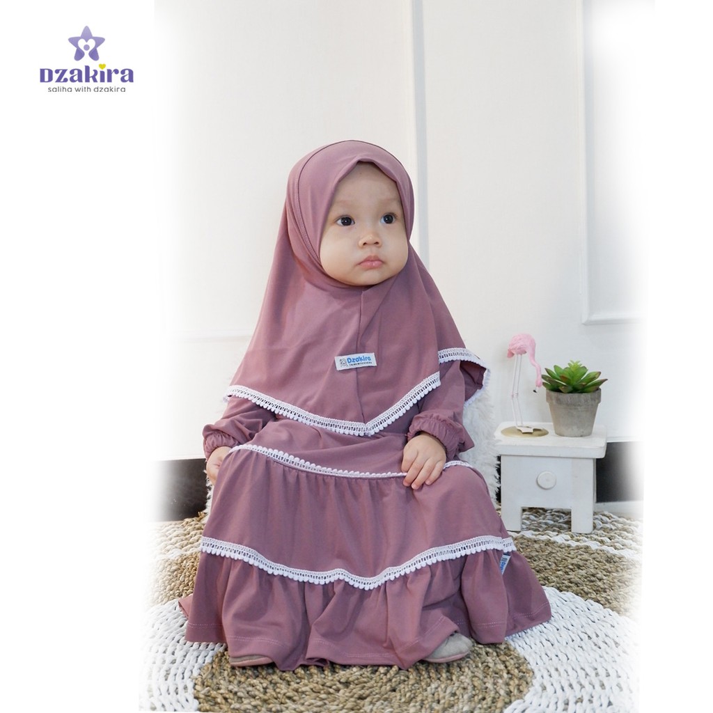 GAMIS BAYI 0-3thn RENDA POMPOM KIRANA PLUM JERSEY TWIST PREMIUM ORIGINAL by DZAKIRA