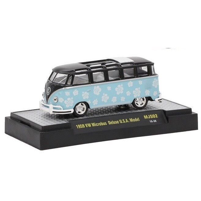 M2 Machines 1/64 VW EXCLUSIVE SERIES 2 - Volkswagen Microbus Deluxe U.S.A. Model 1959 - Blue Aloha