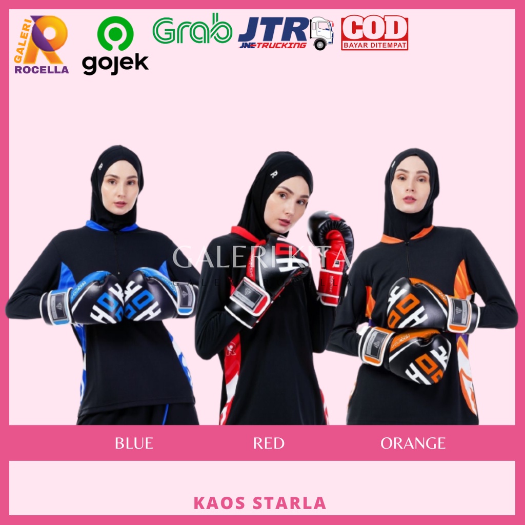 KAOS OLAHRAGA BAJU SENAM WANITA MUSLIMAH | BAJU SENAM WANITA | BAJU SEPEDA - Rocella Kaos Starla
