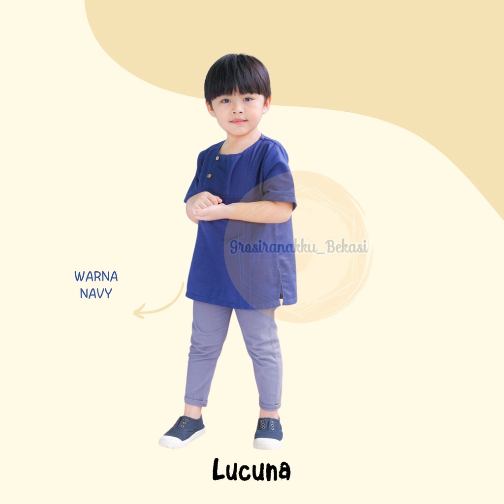 Koko Anak Noah Lucuna Linen Warna Navy 1-5tahun