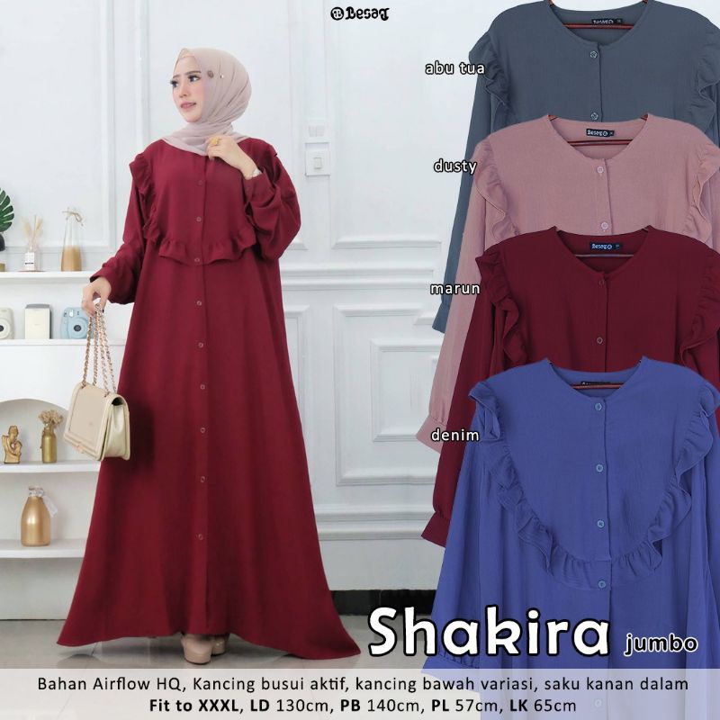 Shakira Dress Wanita Muslim Gamis Airflow Super Jumbo LD 130