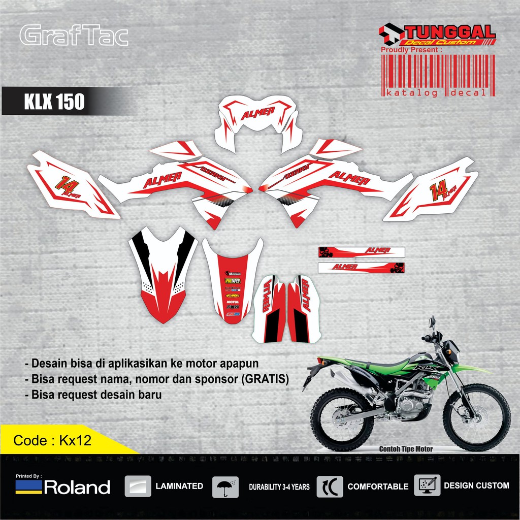 Decal klx 150 bf merah