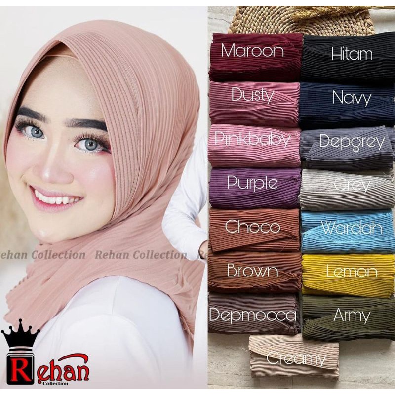 Pasmina Pet Plisket / Pasmina Ceruty Baby Doll / Pashmina Bahan Ceruty Babydoll