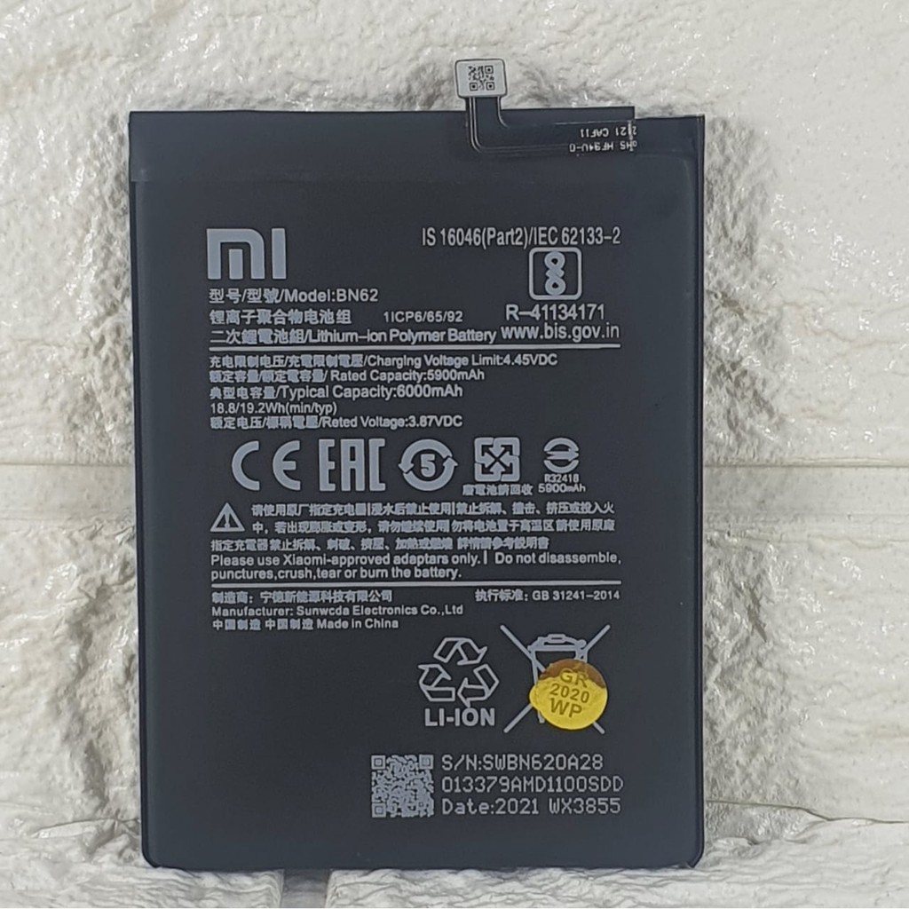 Baterai Battery Original Xiaomi BN62 BN-62 For Tipe HP REDMI 9T - M2010J19SG &amp; POCOPHONE POCO M3 - M2010J19CG