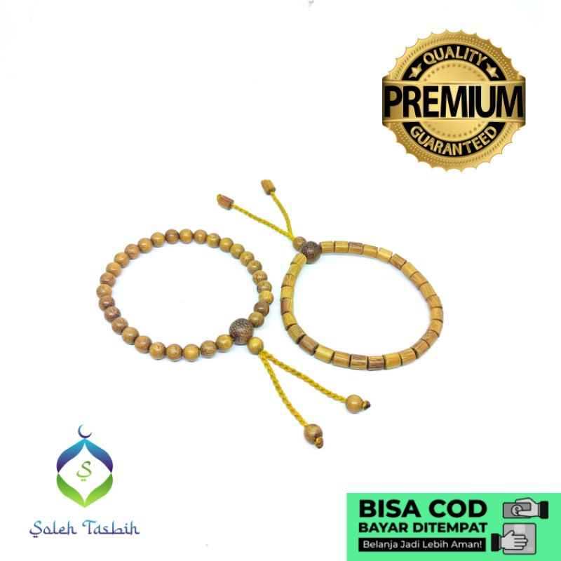 Gelang Kayu Kelor Emas Asli!! Motif Bulat Dan Tabung Size 6mm_COD