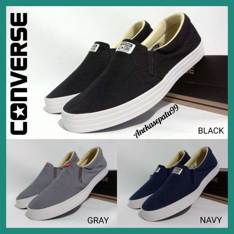 SEPATU PRIA WANITA CONVERSE SLIP ON KASUAL UNISEX / SEPATU KULIAH SEKOLAH PROMO / SEPATU COWOK CEWEK SELOP TANPA TALI COUPLE