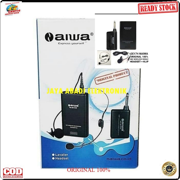 G174 Naiwa original aiwa Mic Wireless Single mik wireles tunggal headset bando klip clip on mikrophone microphone audio sound vokal vocal professional pro panggung dj studio kerah baju tie meeting karaoke live system G174  SINGLE  PAKAI MIC INI SUARA BIAS