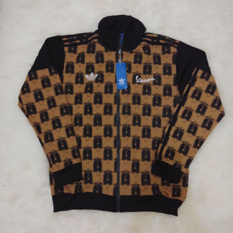 Jaket tracktop adidas vespa brown black blue black original