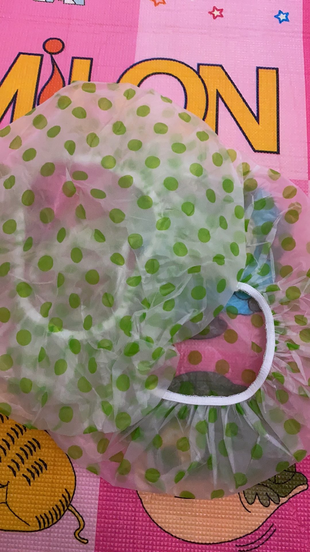 Shower Cap Tebal Penutup Rambut Anti Air Transparan Desain Polkadot Untuk Kamar Mandi