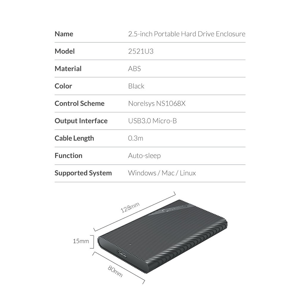 2521U3 ORICO Case HDD SSD Casing / Enclosure 2.5&quot; USB 3.0 ORIGINAL