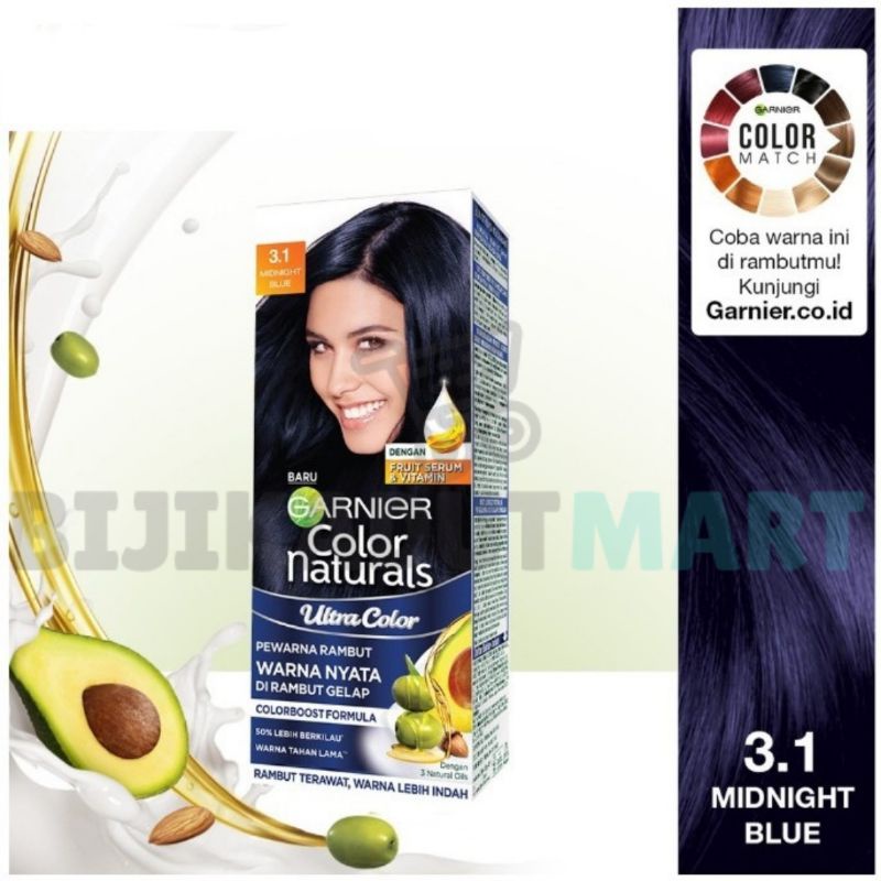 Garnier Ultra Color kit (box) Pewarna Rambut 3.1 Midnight Blue biru