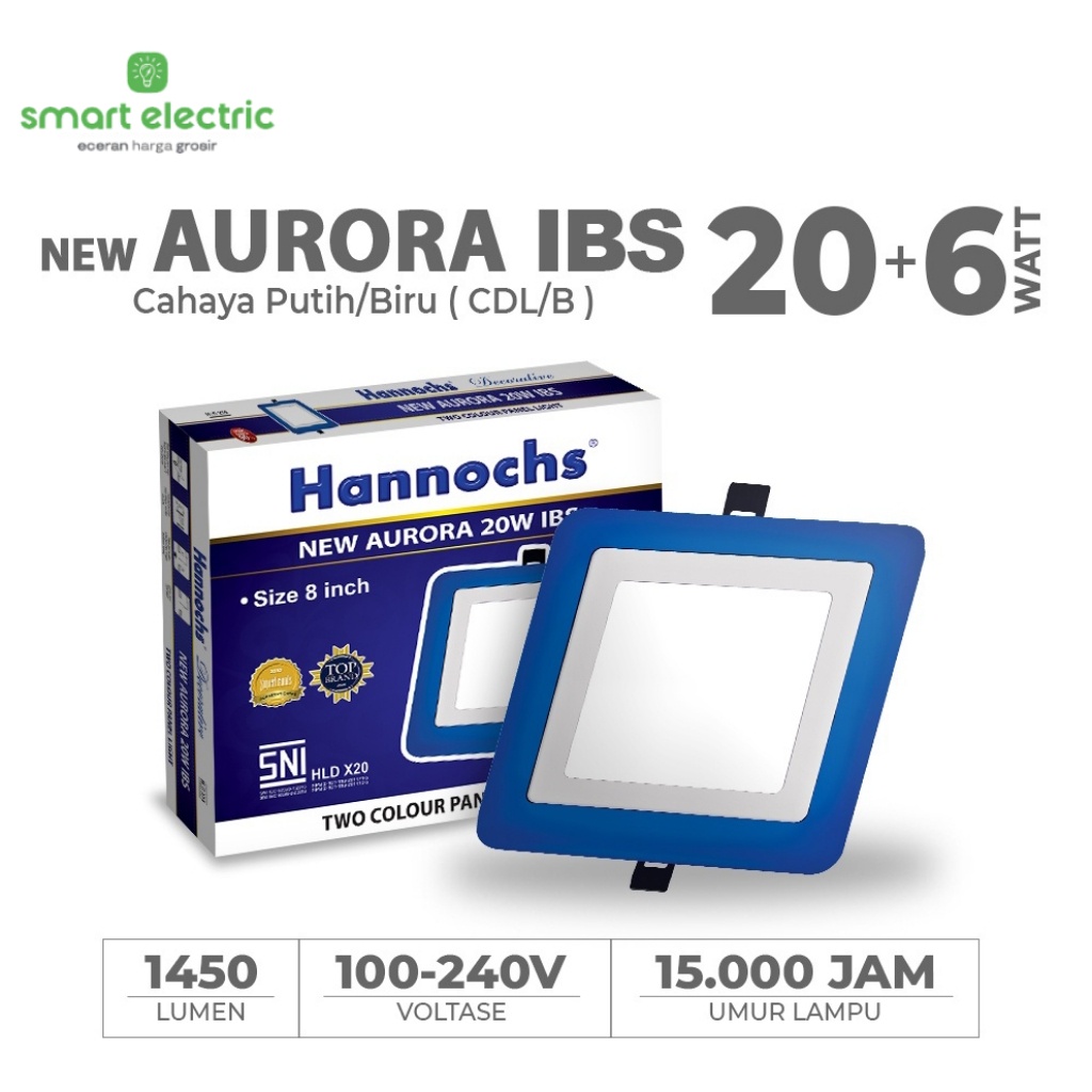 Hannochs Aurora 20 Watt Lampu Downlight Petak LED Tanam Plafon Cahaya Putih Biru
