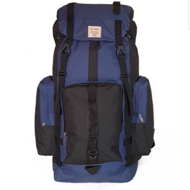 Tas gunung 60L Ransel 60 L hitam polos dan biru termurah