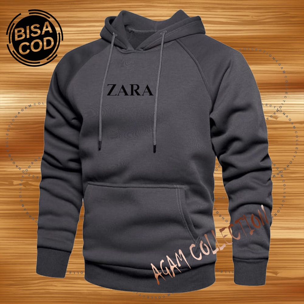 Agam collection Sweater Hoodie Distro ZARA Premium Text Hitam Atasan Pria Wanita Big Size