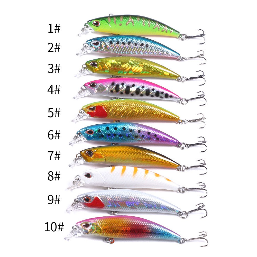 HENGJIA 10Pcs 6cm/4.5g Minnow Umpan Pancing Swimbait SINKING Fishing Lures Kecil Bait Ikan Kail Crankbait Tackle