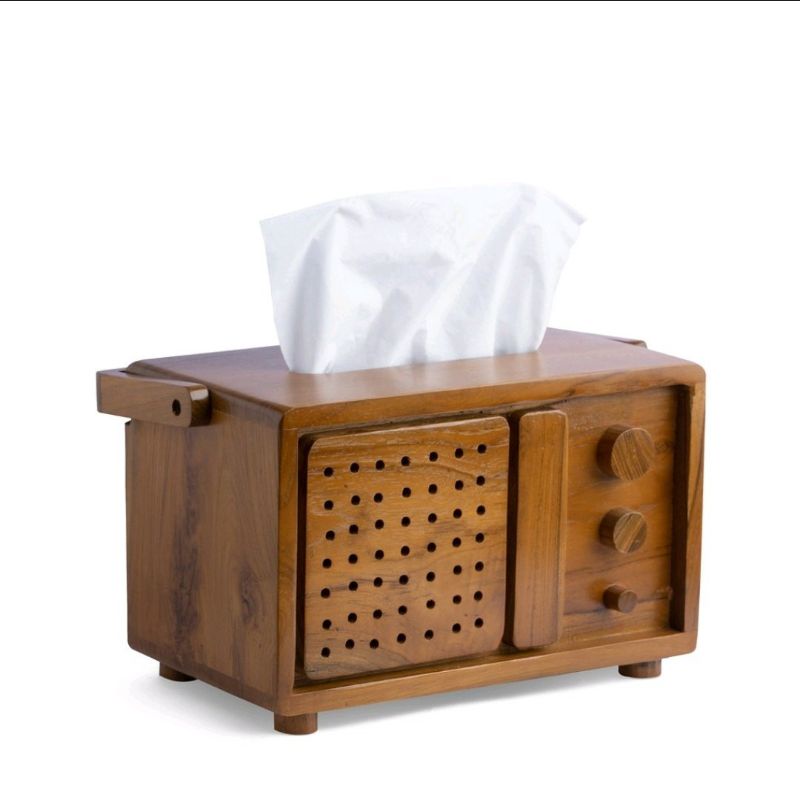 Tempat tisu radio - Tempat tisu solid Wood - radio kayu jati