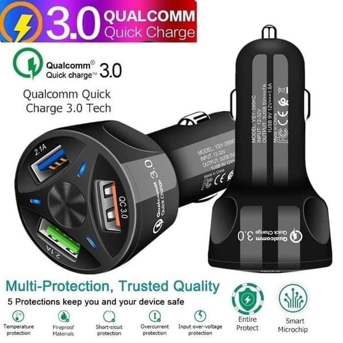 Car Charger 3 USB Ports 7A Quick Charge QC 3.0 Casan mobil YSY-395KC