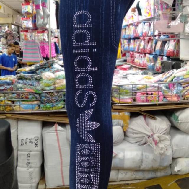 Celana legging anak bermotif Adidas bling bling