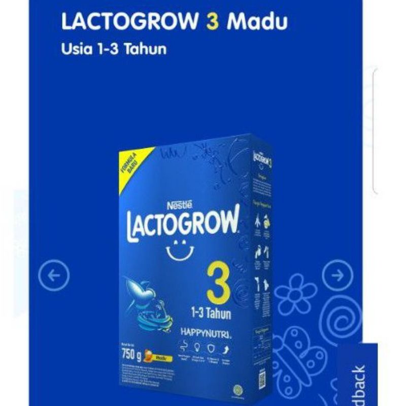 LACTOGROW 3 MADU PLAIN VANILA 735gram dan 1kg