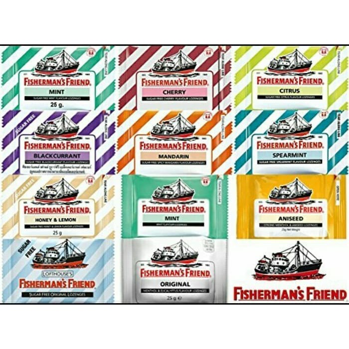 

Fisherman'S Friend Citrus/ Blackcurrant / Ginger / Lemon / Spearmint / Strong Mint / Sugar Free Mint Ermen tenggorokan Fisherman