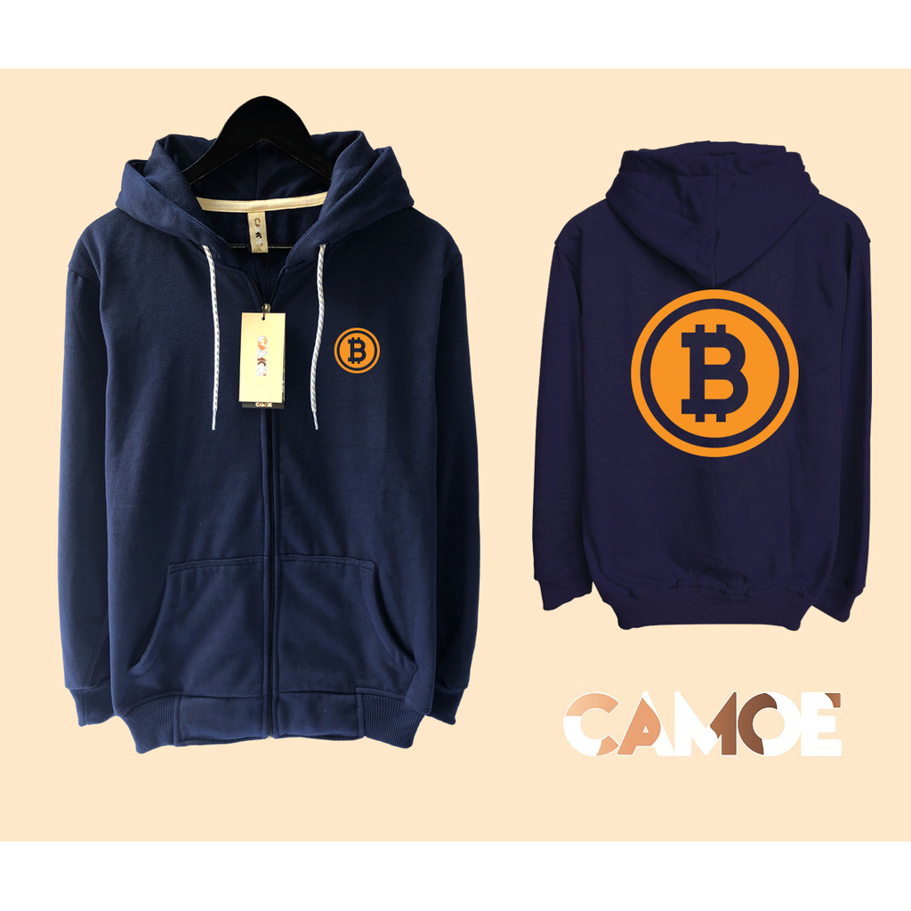 Jaket Hoodie Zipper Bitcoin cryptocurrency