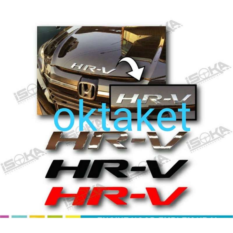 emblem kap mesin HRV merah chrome hitam isoka