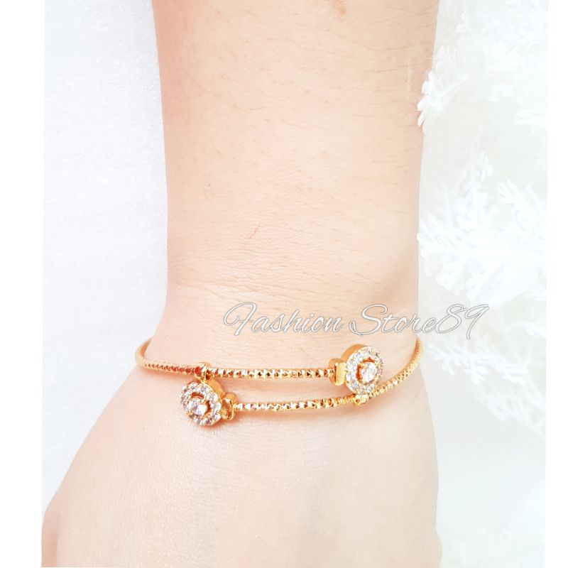 Gelang Bangle Permata Flexibel Gelang Anak Gelanf Dewasa Allsize perhiasan lapis emas 18k yaxiya impor