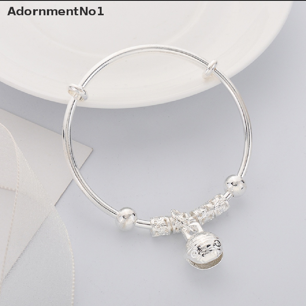 (AdornmentNo1) Gelang Tangan Lapis Silver Aksen Lonceng Gaya Vintage Untuk Wanita