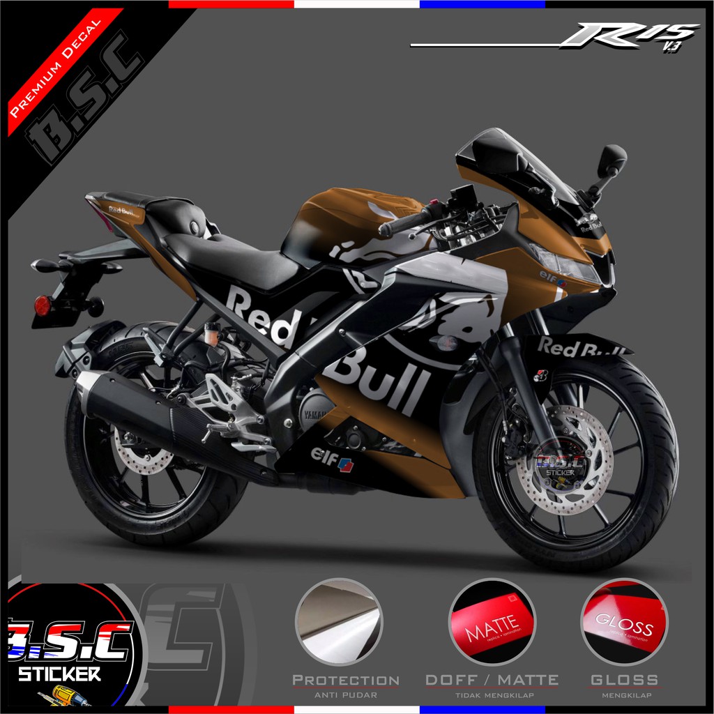 Sticker Decal Full Body R15 V3 LED Motif Banteng Gold Silver