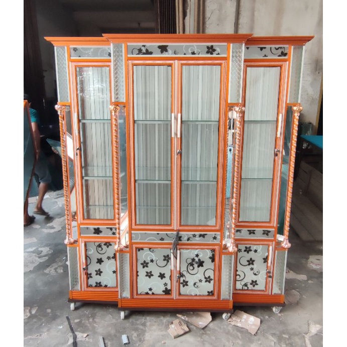 Lemari Hias / Pajang Aluminium 1,5Meter Tiang Hordeng Kaca Terbaik Rapi Menarik Khusus Wil. Palemban