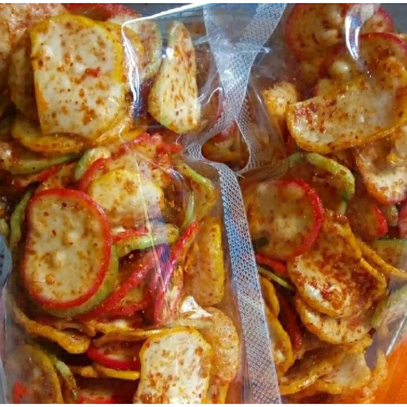 

kerupuk seblak kering/kerupuk pedas daun jeruk