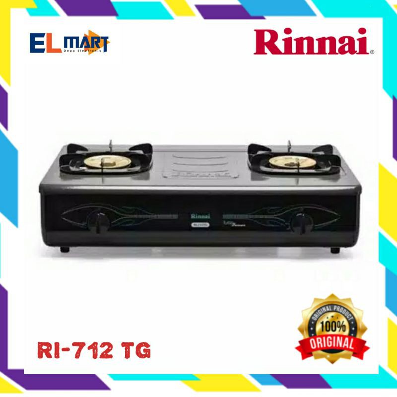 Kompor Gas RINNAI 2 tungku Turbo burner RI 712TG - RI712TG - 712  TG gas stove SNI