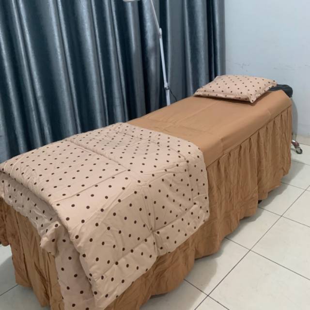 Sprei Salon Empuk + Bedcover Klinik Kecantikan. Sprei isi Dakron Rumbay Seprai Salon Facial Klinik Kecantikan